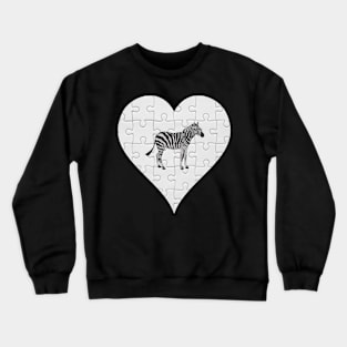 Jigsaw  Zebra Heart Design - Wild Animal Zebra Crewneck Sweatshirt